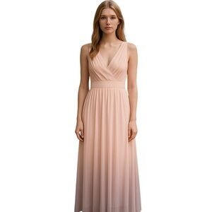 BCBGeneration Peach Pink Pleated Chiffon Maxi Formal Gown sz 2 | Empire Waist
